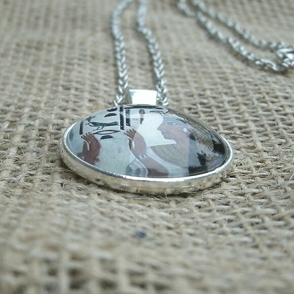 Egyptian Goddess Isis Glass Cabochon Pendant Necklace - Picture 6 of 13